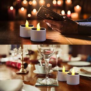 SoulBay 6pcs Solar Power Tea Lights Outdoor Candle Flameless Flicker IP65 Waterproof Rechargeable LED Candles with Dusk to Dawn Sensor for Lantern Garden Camping Party Home Decorations, 2.3" x 2"