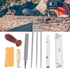Emoshayoga Chainsaw File Tool Kit, Easy to Carry Fast Filing and Cutting Chainsaw Sharpener File Set 10Pcs Original Wood Handle for Craft for Garden