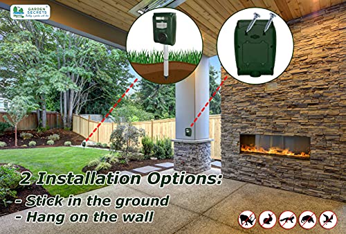 GARDEN SECRETS Compact Solar Ultrasonic Animal Repellent. Skunk Raccoon Deer Coyote Cat Rat Mice etc Deterrent. Keep Pests Away from Your Property Within 2-4 Weeks. Whole Year Full Warranty (1)