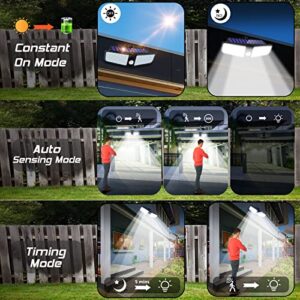 Security Lights Motion Outdoor, Solar Outdoor Lights Motion Sensor 3 Color Temperatures, 100LED Flood Light with Remote Control, IP65 Waterproof Solar Security Lights for Garden Yard Patio, 2 Pack