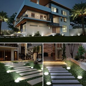 JESLED Landscape Lights 6W LED Well Lights, 12V 24V Ground Lights 6000K Bright White, IP67 Waterproof Low Voltage Landscape Lighting Spotlight for Driveway Deck Patio Yard Garden Outdoor (6 Pack)