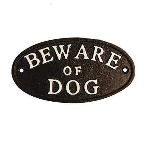 TG,LLC Treasure Gurus Black Cast Iron Beware of Dog Rustic Security Sign Front Door Garden Gate Home Decor