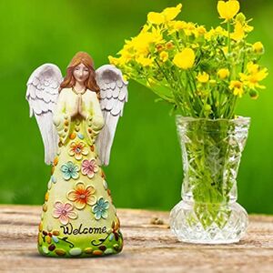 YAZJIWAN Solar Garden Light Outdoor, Angel Statues with Colour Changing Lights Decoration, Waterproof Resin Angel Figurine LED Lights for Patio,Yard, Lawn,Walkway,Tabletop,Ground Ornament Gift