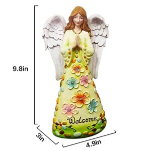 YAZJIWAN Solar Garden Light Outdoor, Angel Statues with Colour Changing Lights Decoration, Waterproof Resin Angel Figurine LED Lights for Patio,Yard, Lawn,Walkway,Tabletop,Ground Ornament Gift