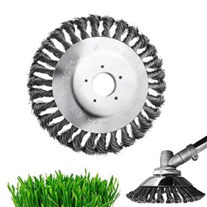 xlentgen 6 inch steel wire brush cutter trimmer head – professional round head lawn mower accessories – lawn rotary steel wire brush for rust removal, lawn patio, garden, masonry pavement, driveway