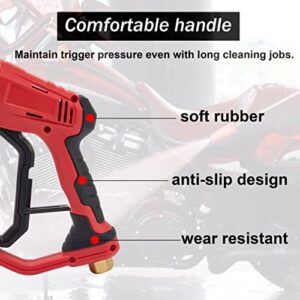 Raincovo Pressure Washer Gun, 3/8 Inch Quick Connect, M22 14mm or M22 15mm Fitting, Short Power Washer Gun with 5 Nozzle Tips, 4000 PSI