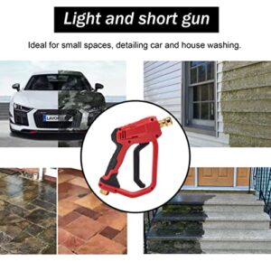 Raincovo Pressure Washer Gun, 3/8 Inch Quick Connect, M22 14mm or M22 15mm Fitting, Short Power Washer Gun with 5 Nozzle Tips, 4000 PSI