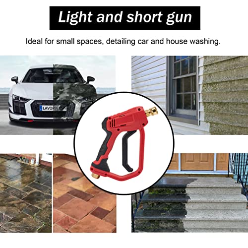 Raincovo Pressure Washer Gun, 3/8 Inch Quick Connect, M22 14mm or M22 15mm Fitting, Short Power Washer Gun with 5 Nozzle Tips, 4000 PSI