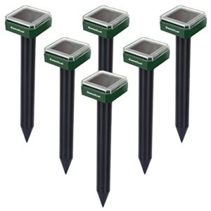 solar mole repeller gopher repellent ultrasonic solar powered 6pcs pest repeller for mole repeller rodent gopher deterrent vole chaser for lawn yard & garden of outdoor use 6 packs