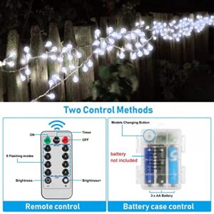 Outdoor String Lights Battery Operated 33FT 100LED String Lights Indoor Waterproof Mini Globe Lights, with Remote Timer 8 Lighting Modes, for Garden Bedroom Wedding Halloween Christmas Party Decor