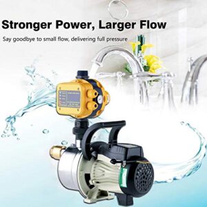 TDRRICH 3/4HP water pressure booster pump with Smart Controller for whole house，Self-priming Jet Transfer Pump Pressure Switch Automatic System 110v AC for Lawn Garden Sprinkler Irrigation