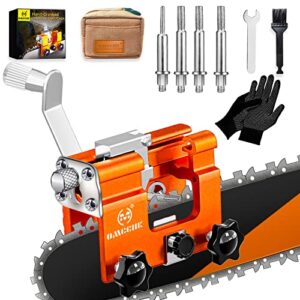 chainsaw sharpening tool, chainsaw chain sharpener with 4pcs burrs, manual chainsaw sharpener jig set with carry bag, portable chainsaw sharpener kit for 4″-22″ chain saws, lumberjack, garden worker