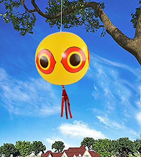 Home-X Bird Deterrent Balloons, Scare Birds Away, Garden Protection from Animals, Scarecrows for Garden, Set of 3, Multicolored, Each 40" D x 20.5" H