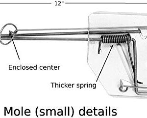 MOLE Trap (Pack of 2) LASSO Galvanized & Oil Hardened Steel// Super Cost-Effective, Reusable, Durable Animal Best in The Lawn, Yard, Garden, Farm, All Outdoor Settings w/ Manual (Small) 2 1/8inch