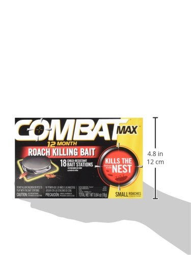 Combat Max 12 Month Roach Killing Bait, Small Roach Bait Station, Child-Resistant, 18 Count