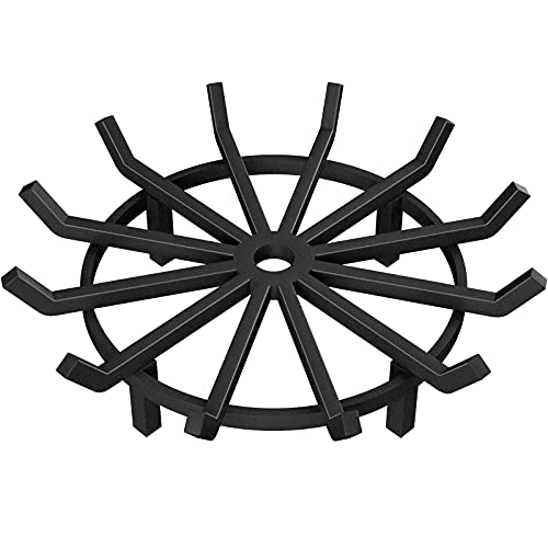 AMAGABELI GARDEN & HOME 24in Fire Grate Log Grate Wrought Iron Fire Pit Round Spider Wagon Wheel Firewood Grate Heavy Duty 0.7in Bar Fireplace Stove Burning Rack Holder 4Legs Chimney Hearth BG274