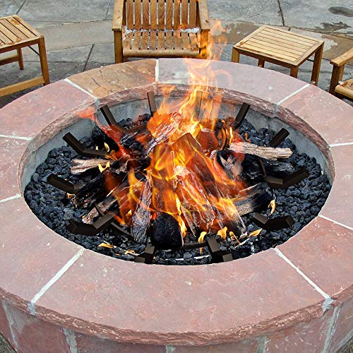 AMAGABELI GARDEN & HOME 24in Fire Grate Log Grate Wrought Iron Fire Pit Round Spider Wagon Wheel Firewood Grate Heavy Duty 0.7in Bar Fireplace Stove Burning Rack Holder 4Legs Chimney Hearth BG274