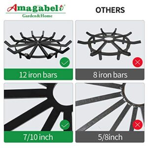 AMAGABELI GARDEN & HOME 24in Fire Grate Log Grate Wrought Iron Fire Pit Round Spider Wagon Wheel Firewood Grate Heavy Duty 0.7in Bar Fireplace Stove Burning Rack Holder 4Legs Chimney Hearth BG274