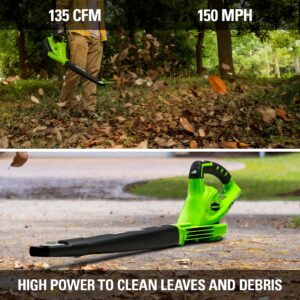 Greenworks 40V (150 MPH / 135 CFM) Cordless Leaf Blower, 4.0Ah Battery and Charger Included