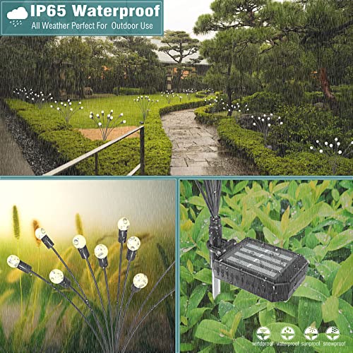 FRSTONA Solar Garden Lights Outdoor Waterproof Firefly Light Yard Decorative 10LED Solar Powered Swaying Landscape Light for Patio Pathway Flower Backyards Decoration,Warm White (4 Pack)