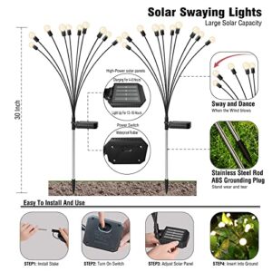 FRSTONA Solar Garden Lights Outdoor Waterproof Firefly Light Yard Decorative 10LED Solar Powered Swaying Landscape Light for Patio Pathway Flower Backyards Decoration,Warm White (4 Pack)