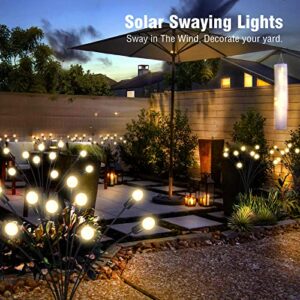 FRSTONA Solar Garden Lights Outdoor Waterproof Firefly Light Yard Decorative 10LED Solar Powered Swaying Landscape Light for Patio Pathway Flower Backyards Decoration,Warm White (4 Pack)