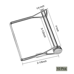 Sunnyway 10 Pcs 1/4 Inch Wire Lock Pin 4 Inch Long Trailer Coupler Pin PTO Pin Heavy Duty Trailer Hitch Locking Pin Safety Shaft Lock Pin for Farm Trailers Tractor Wagons Lawn Garden