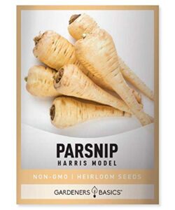 parsnip seeds for planting – harris model heirloom, non-gmo vegetable variety- 1 gram approx 200 seeds great for summer, fall, and winter gardens by gardeners basics
