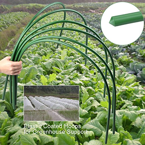 Greenhouse Hoops with Plastic Coated,6Pack 4 Ft Long Tube Garden Hoops Support Frame Grow Tunnel for Plant Cover Support Protection (18.9" Hx15.7 W)