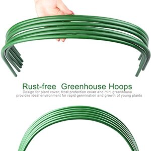 Greenhouse Hoops with Plastic Coated,6Pack 4 Ft Long Tube Garden Hoops Support Frame Grow Tunnel for Plant Cover Support Protection (18.9" Hx15.7 W)