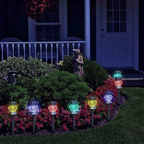 SUNNYPARK Solar Pathway Lights Outdoor, 6 Pack Solar Garden Lights, Color Changing LED Landscape Stake Outdoor Solar Lights for Walkway, Pathway