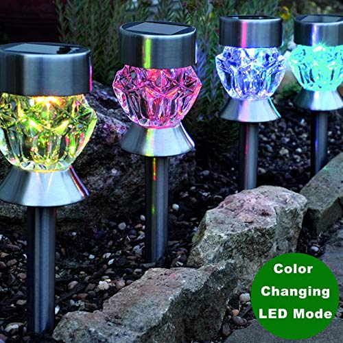 SUNNYPARK Solar Pathway Lights Outdoor, 6 Pack Solar Garden Lights, Color Changing LED Landscape Stake Outdoor Solar Lights for Walkway, Pathway