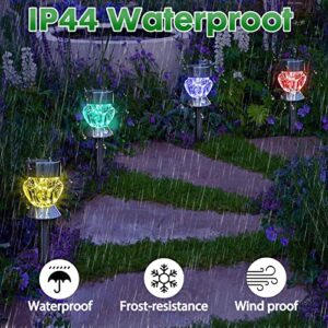 SUNNYPARK Solar Pathway Lights Outdoor, 6 Pack Solar Garden Lights, Color Changing LED Landscape Stake Outdoor Solar Lights for Walkway, Pathway