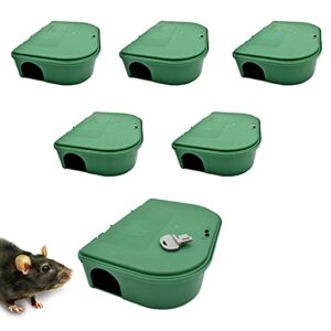 exterminators choice – 6 pack rat bait station boxes with 1 key – heavy duty mouse trap poison holder – great for catching rats and mice – pest control – durable and discreet