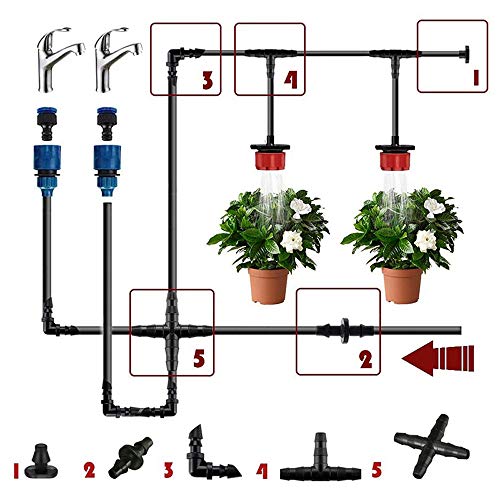 Kalolary 250PCS Irrigation Fittings Kit, Drip Irrigation Barbed Connectors for 1/4-Inch Tubing Flower Garden Lawn Irrigation (90 Straight Barbs + 70 Tees + 30 Elbows + 30 End Plug+ 30 4-Way Coupling)