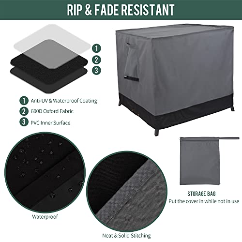 Rachmi Square Gas Fire Pit Cover 35 Inch, Heavy Duty 600D Oxford Water Resistant Anti UV & Fade Outdoor Patio Furniture Cover for Coffee & Side Table, (35"Wx35"Dx18.1"H, Gray/Black)
