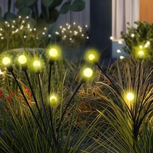 lbmzvzu solar garden lights – solar outdoor lights waterproof – solar powered firefly lights – solar string lights outdoor – landscape lighting, pathway decorative, warm white ( 6 packs )