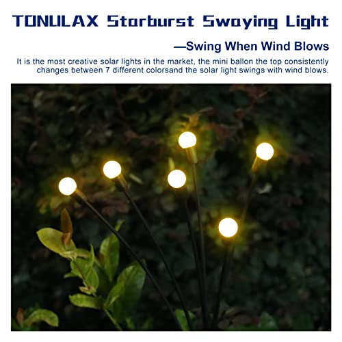 LBMZVZU Solar Garden Lights - Solar Outdoor Lights Waterproof - Solar Powered Firefly Lights - Solar String Lights Outdoor - Landscape Lighting, Pathway Decorative, Warm White ( 6 Packs )