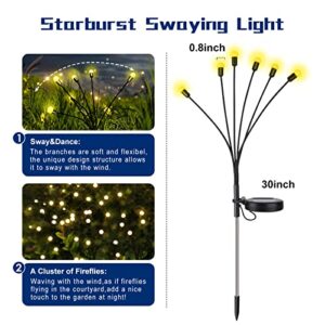 LBMZVZU Solar Garden Lights - Solar Outdoor Lights Waterproof - Solar Powered Firefly Lights - Solar String Lights Outdoor - Landscape Lighting, Pathway Decorative, Warm White ( 6 Packs )