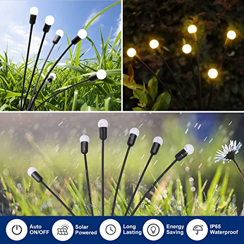 LBMZVZU Solar Garden Lights - Solar Outdoor Lights Waterproof - Solar Powered Firefly Lights - Solar String Lights Outdoor - Landscape Lighting, Pathway Decorative, Warm White ( 6 Packs )