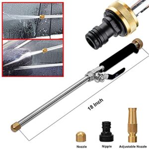 Raddile High Pressure Power Washer Hose Nozzle Hydro Jet Cleaning Tool, Garden Sprayer Wand and Adjustable Nozzle, Gutter Cleaner, Car Pet Window Cleaning Tool (black)