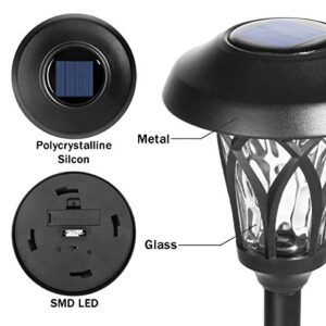 GIGALUMI Solar Pathway Lights Outdoor 6 Pack, Solar Garden Lights Warm White, Black Super Bright High Lumen Waterproof Metal Automatic Solar Lights for Path, Garden, Lawn, Patio and Walkway