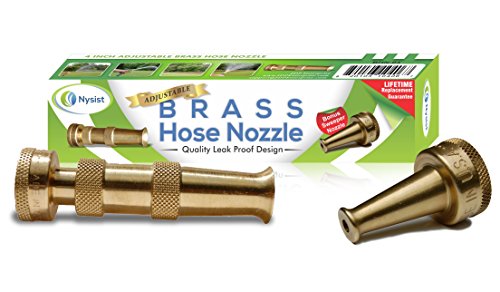 Hose Nozzle ~ Solid Brass ~ Adjustable Spray Patterns ~ Made in USA ~ with Bonus High Pressure Sweeper Nozzle