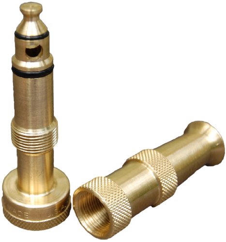 Hose Nozzle ~ Solid Brass ~ Adjustable Spray Patterns ~ Made in USA ~ with Bonus High Pressure Sweeper Nozzle