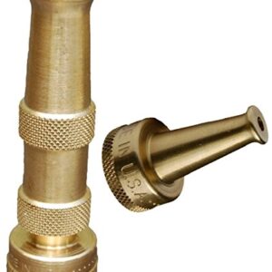 Hose Nozzle ~ Solid Brass ~ Adjustable Spray Patterns ~ Made in USA ~ with Bonus High Pressure Sweeper Nozzle