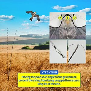 eyijklzo Bird Scaring Flying Kite Deterrent Crops Defenders Farm Protector Bird Fake Hawk Flying Eagle Kite Anti Birds Repellent Control Kit to Scare Birds Away with 4m Telescopic Pole