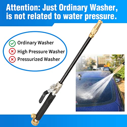 High Pressure Hose Nozzle for Garden Hose, Hydro Jet High Pressure Power Washer Gun, Portable Hydrojet High Pressure Power Washer Water Gun with 3 Hose Nozzles for Cleaning Garden and Sidewalk