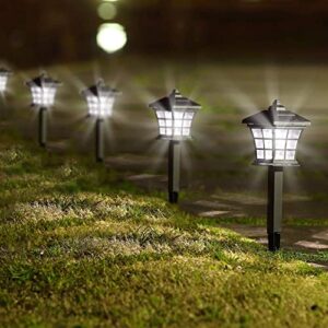 Twinkle Star 6 Pack Solar Pathway Lights Outdoor Solar Garden Lights Solar Powered Landscape Lighting for Yard Patio, Garden, Walkway