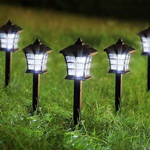 Twinkle Star 6 Pack Solar Pathway Lights Outdoor Solar Garden Lights Solar Powered Landscape Lighting for Yard Patio, Garden, Walkway