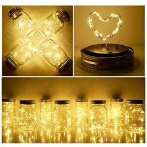 Solar Mason Jar Lid String Lights, 8 Pack 20 Led String Fairy Star Firefly Jar Lids Lights with 8 Hangers Included (Jars Not Included), for Mason Jar Patio Garden Wedding Lantern